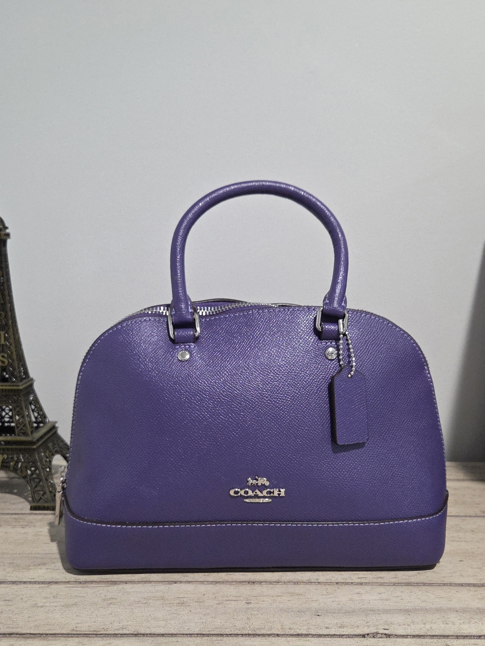 Purple Dome Satchel/Crossbody Handbag - Coach. 11" w, 10.5" top- bot, 7.5" zip-b - Picture 3 of 9